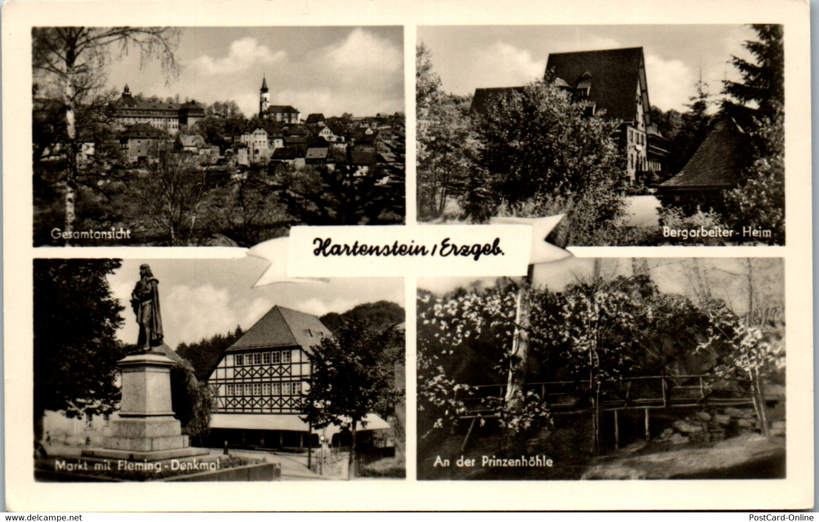 43146 - Deutschland - Hartenstein , Markt Mit Fleming Denkmal , An Der Prinzenhöhle , Bergarbeiter Heim - 1955 - Hartenstein