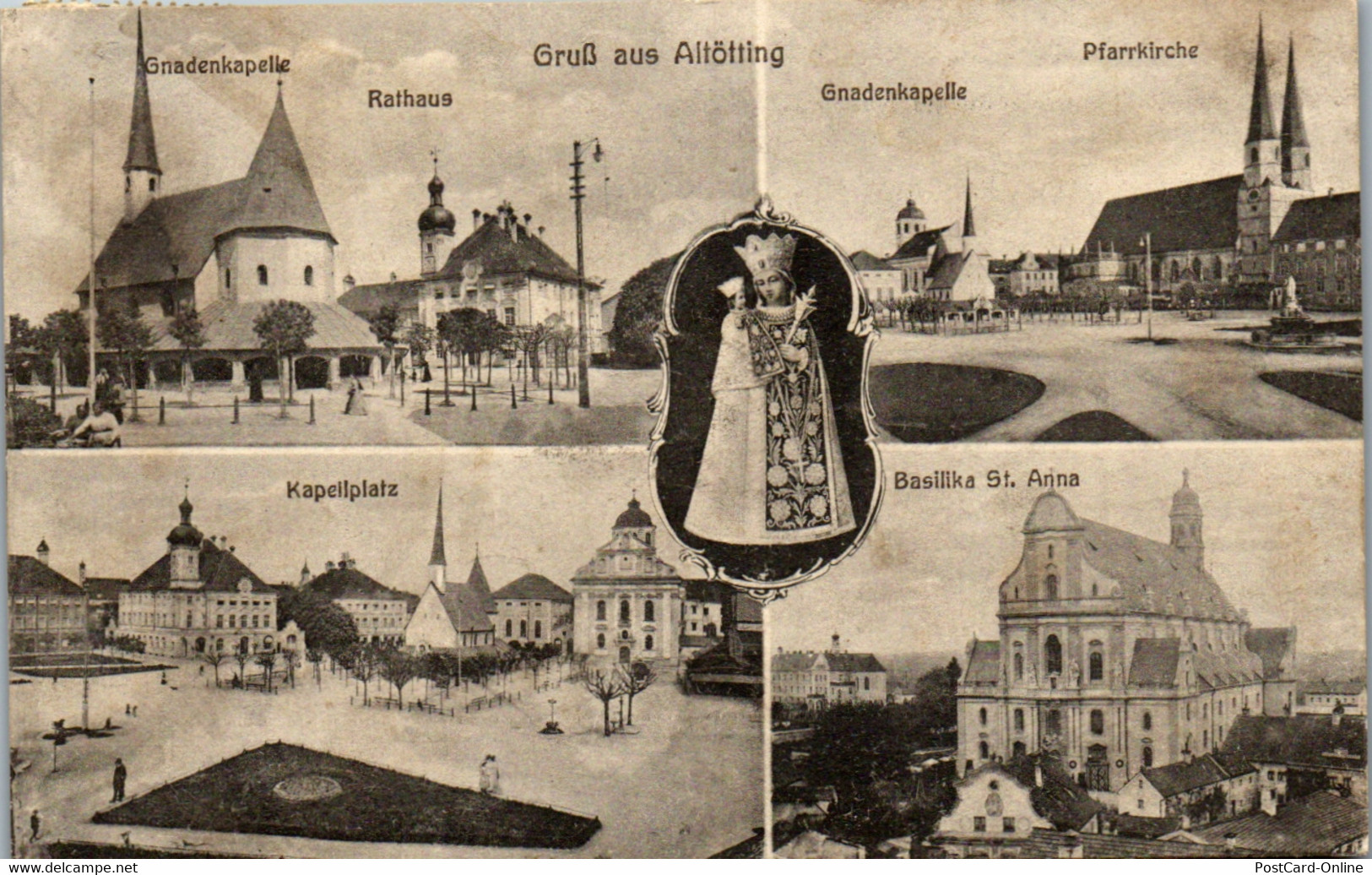 43187 - Deutschland - Altötting , Kapellplatz , Basilika St. Anna , Pfarrkirche , Rathaus - Gelaufen 1927 - Altoetting