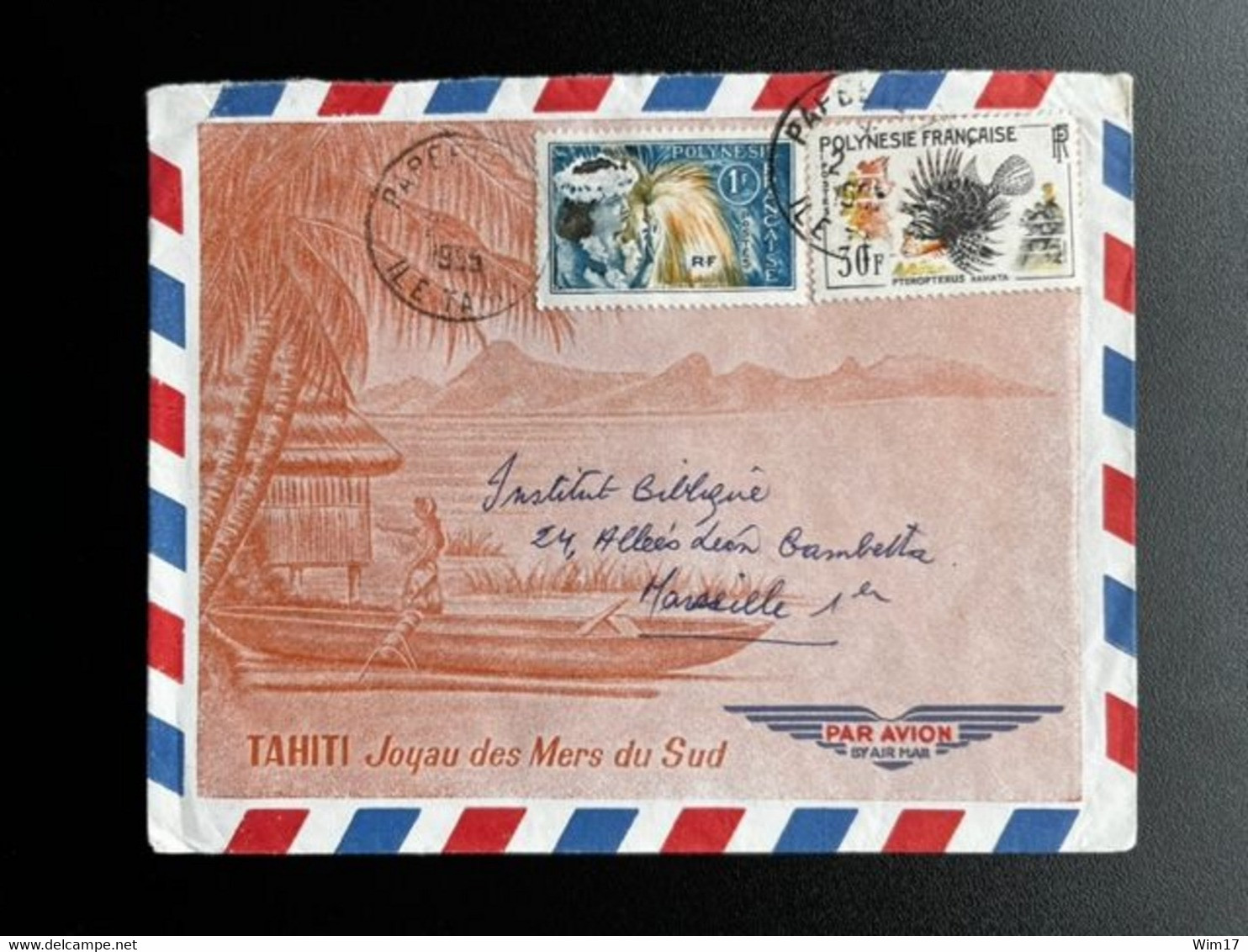 FRENCH POLYNESIA 1965 AIR MAIL LETTER PAPEETE TO MARSEILLE 02-01-1965 POLYNESIE LETTRE - Storia Postale