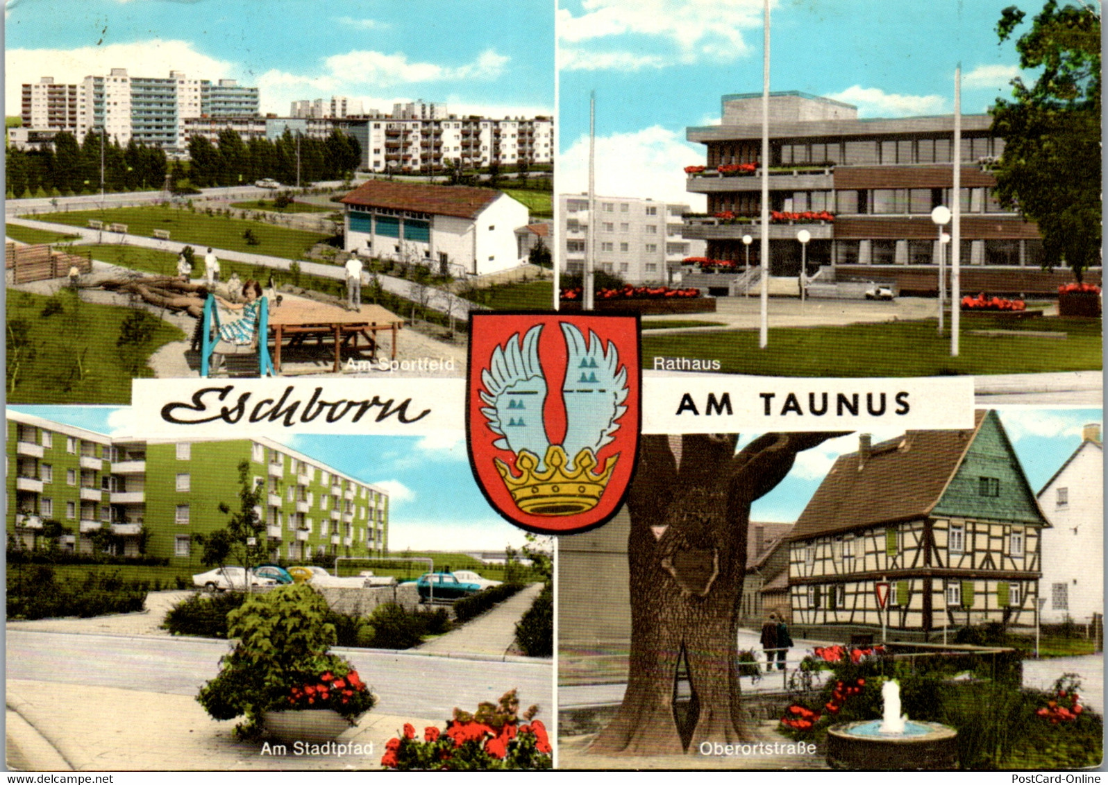 43242 - Deutschland - Eschborn , Am Taunus , Oberortstraße , Sportfeld , Stadtpfad , Mehrbildkarte - Gelaufen 1970 - Oberursel