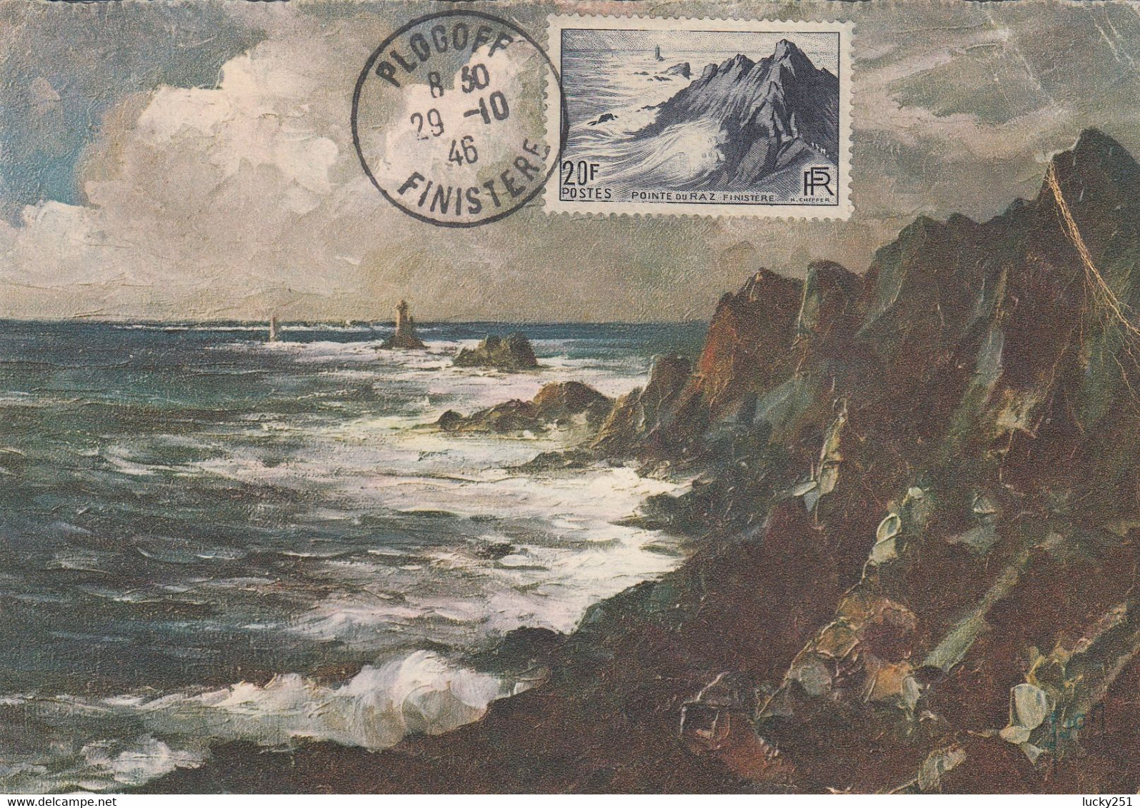 France - 29/10/1946 - Carte Maximum - Pointe Du Raz - L'éperon Côté Sud - Oblitérée : Plogoff - 1940-1949