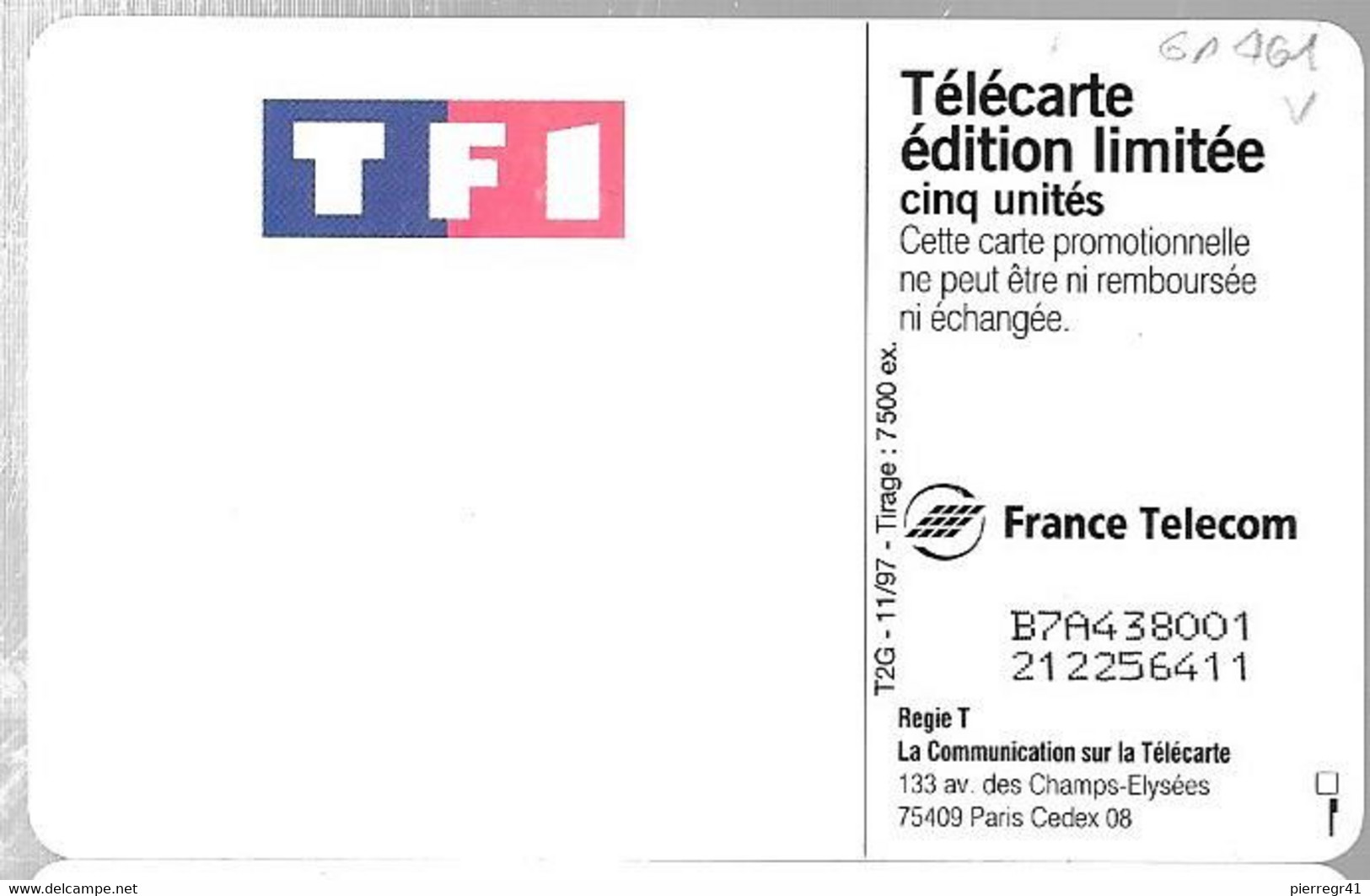 CARTE²-PRIVEE-5U-GN 461-12/97-GEM2-TF1 PRESENTATEURS-Série 8001-Utilisé-BE - 5 Eenheden