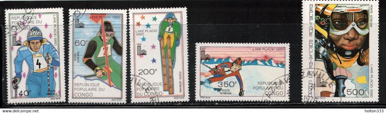 CONGO PEOPLE'S REPUBLIC Scott # C261-5 Used - Winter Sports Skiing 2 - Oblitérés