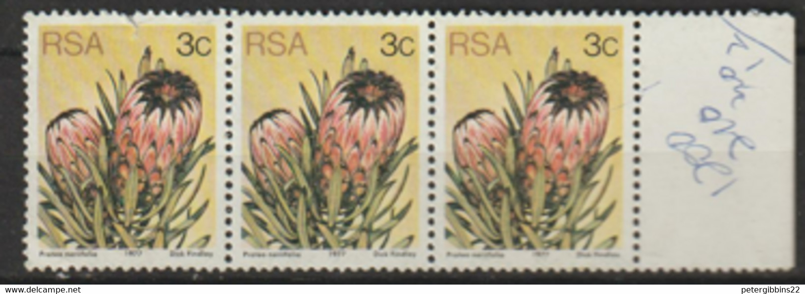 South Africa   1977   SG 416   3c  Marginal Unmounted Mint  Strip - Ongebruikt