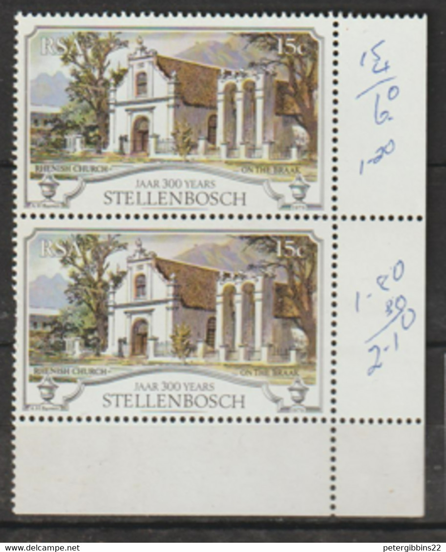 South Africa   1979   SG 472  Stellenbosch   Corner   Unmounted Mint  Pairs - Neufs