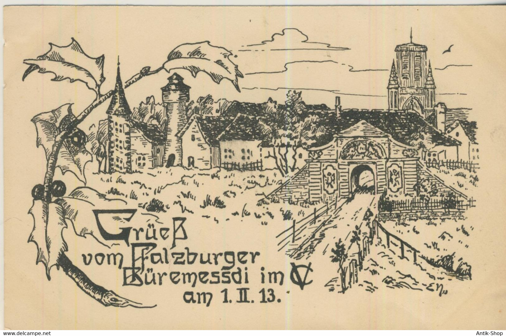 Grüeß Vom Pfalzburger Büremessdi Im CV Am 1.II.13  - Von 1913 (59009) - Lothringen