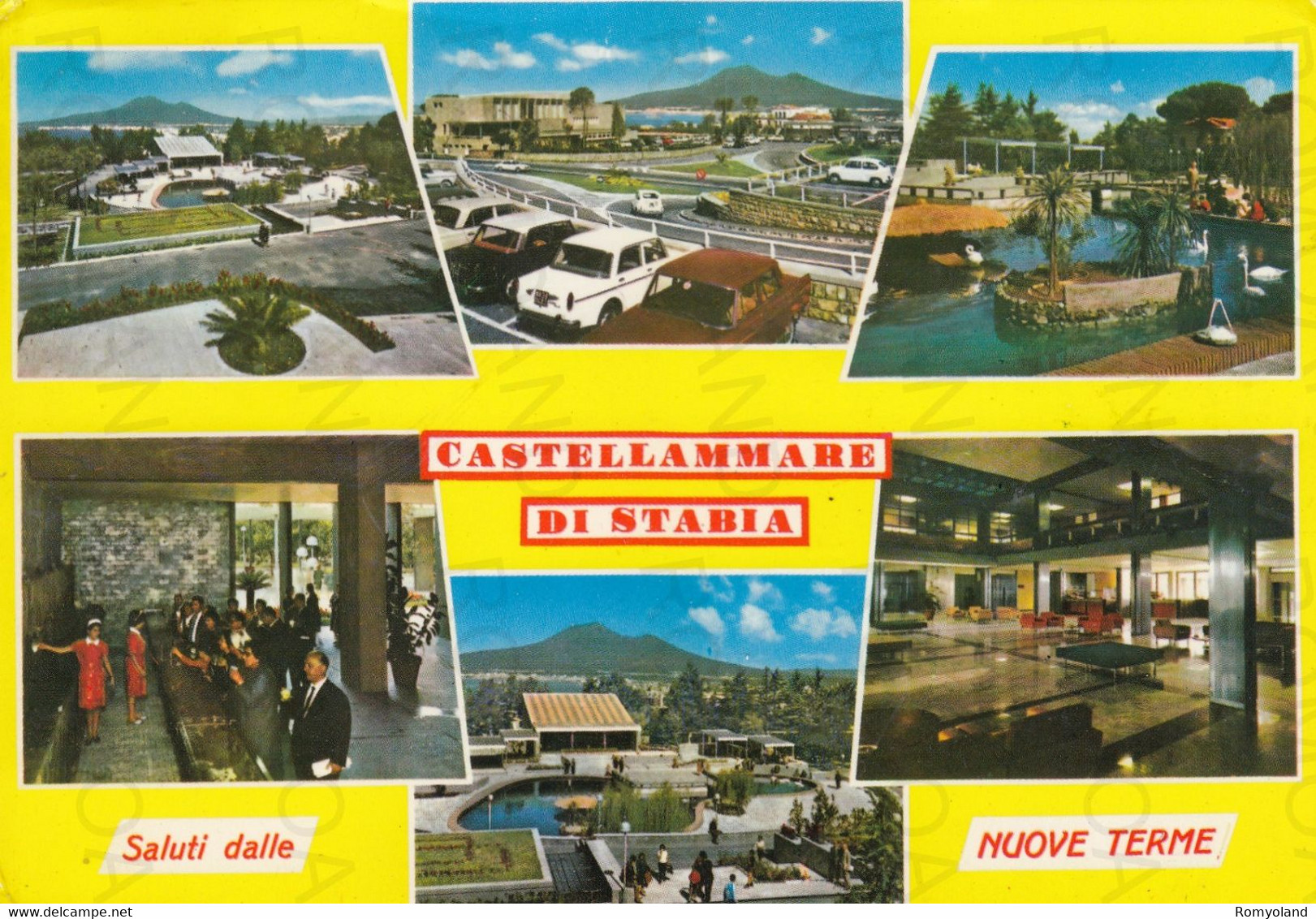 CARTOLINA  CASTELLAMMARE DI STABIA,CAMPANIA-SALUTI DALLE NUOVE TERME-MEMORIA,RELIGIONE,BELLA ITALIA,VIAGGIATA 1975 - Castellammare Di Stabia