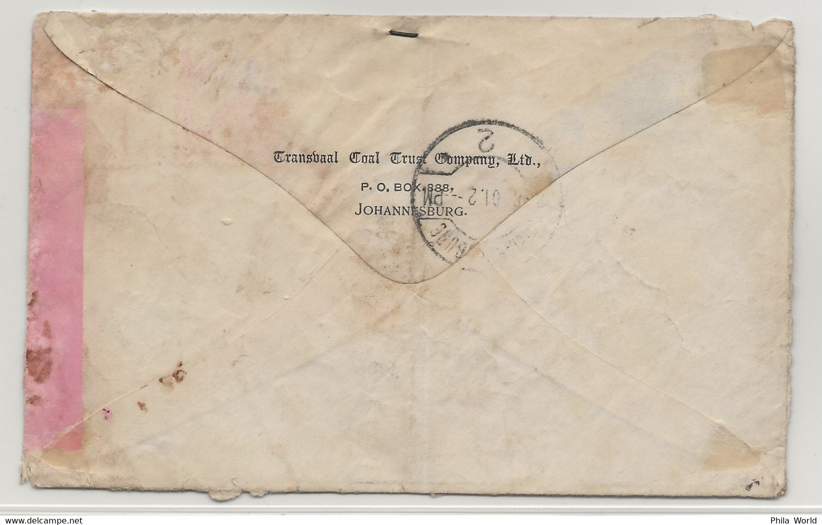 TRANSVAAL Afrique SUD Guerre BOERS 1901 Paris PASSED Censor Johannesburg Etiquette Label Enveloppe Ouverte Loi Martiale - Transvaal (1870-1909)