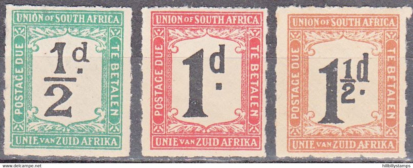 UNION OF SOUTH AFRICA  SCOTT NO J8-10  MINT HINGED   YEAR  1922 - Portomarken