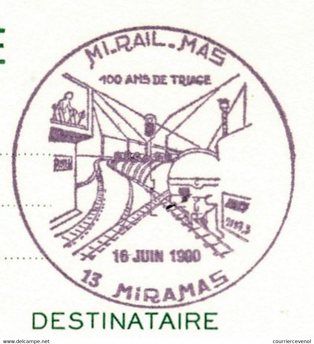 FRANCE - Entier CP 2,10 Briat - Obl. Temporaire "MI.RIAL.MAS 100 Ans De Triage 13 MIRAMAS" 16 Juin 1990 - Commemorative Postmarks