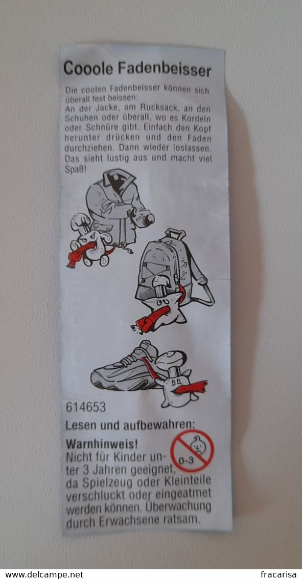 KINDER SURPRISE 2002 Deutch :         BPZ : 614653 - Instructions