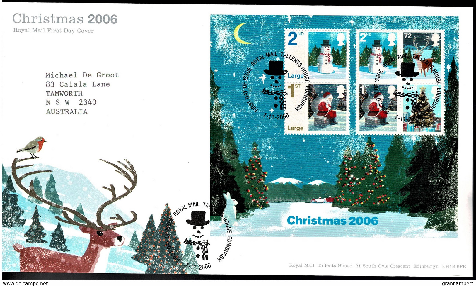 Great Britain 2006 Christmas Minisheet FDC - 2001-2010 Em. Décimales