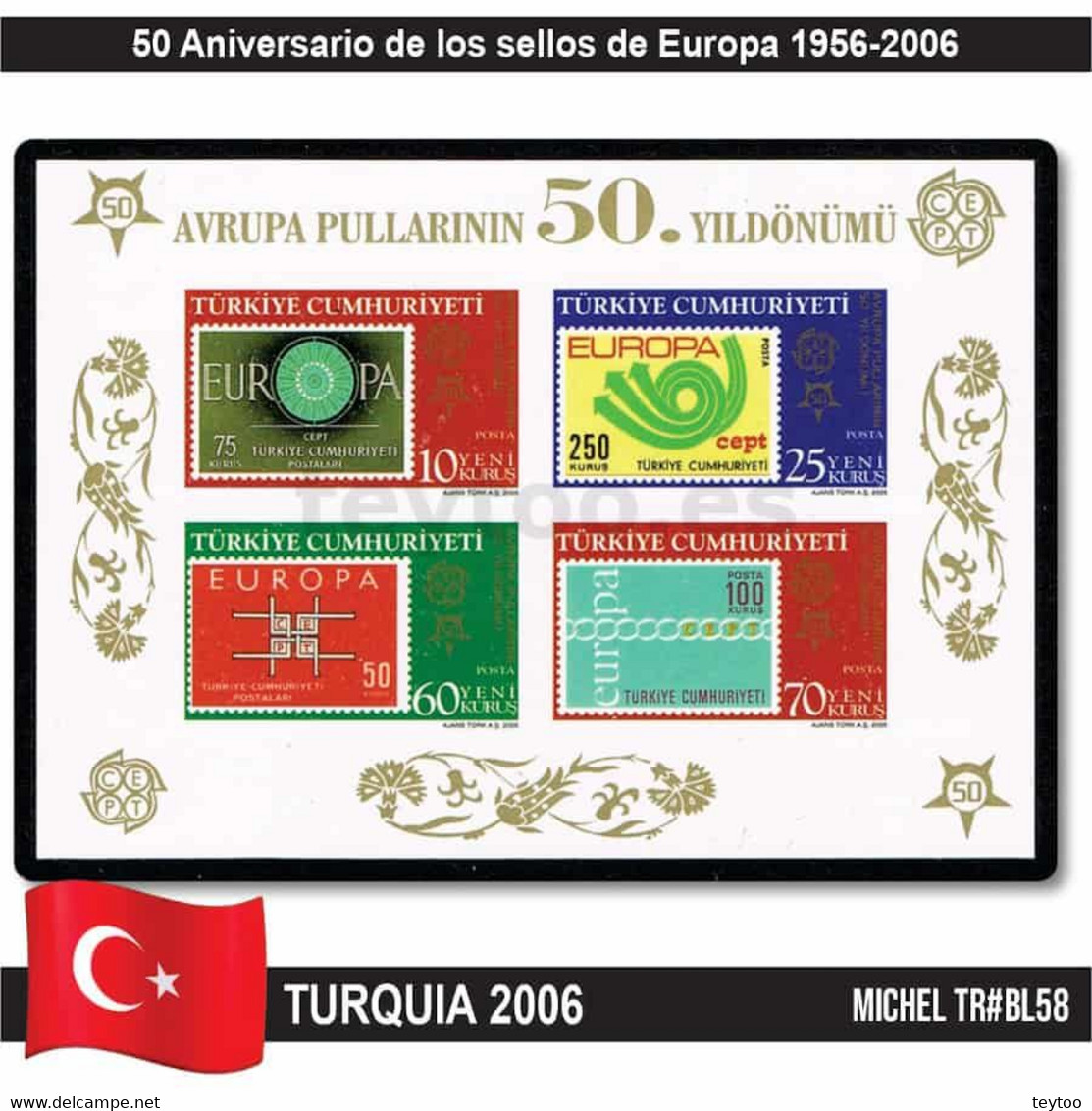 C2371# Turquía 2005. HB 50 Años De Sellos De Europa (MNH) MI#BL58 - Ongebruikt