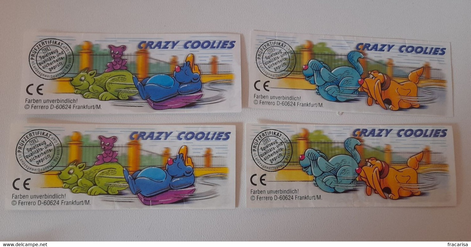 KINDER SURPRISE 2002 Deutch :         4 BPZ  Série " Crazy Coolies " - Notes