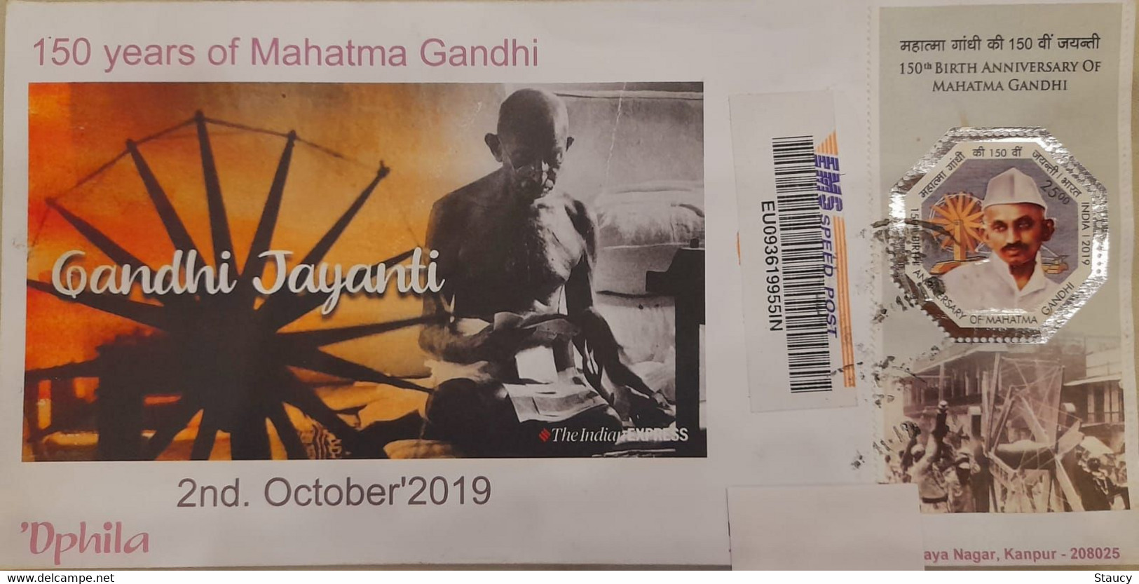 India 30th.January'2019 Beautiful Designer Envelope 71st.Martyr's Day Franked With Mahatma Gandhi Stamps Registered Used - Briefe U. Dokumente