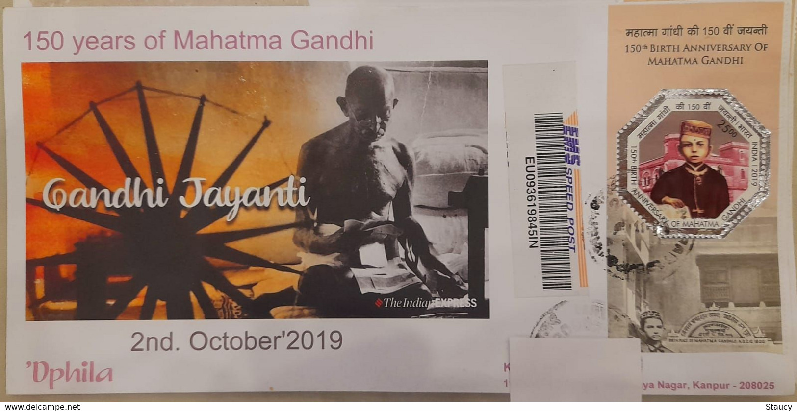 India 30th.January'2019 Beautiful Designer Envelope 71st.Martyr's Day Franked With Mahatma Gandhi Stamps Registered Used - Lettres & Documents