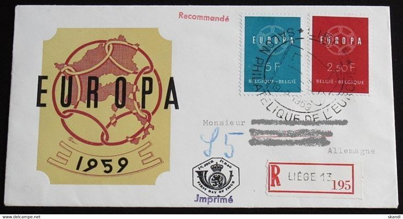 BELGIEN 1959 Mi-Nr. 1164/65 CEPT FDC - 1959