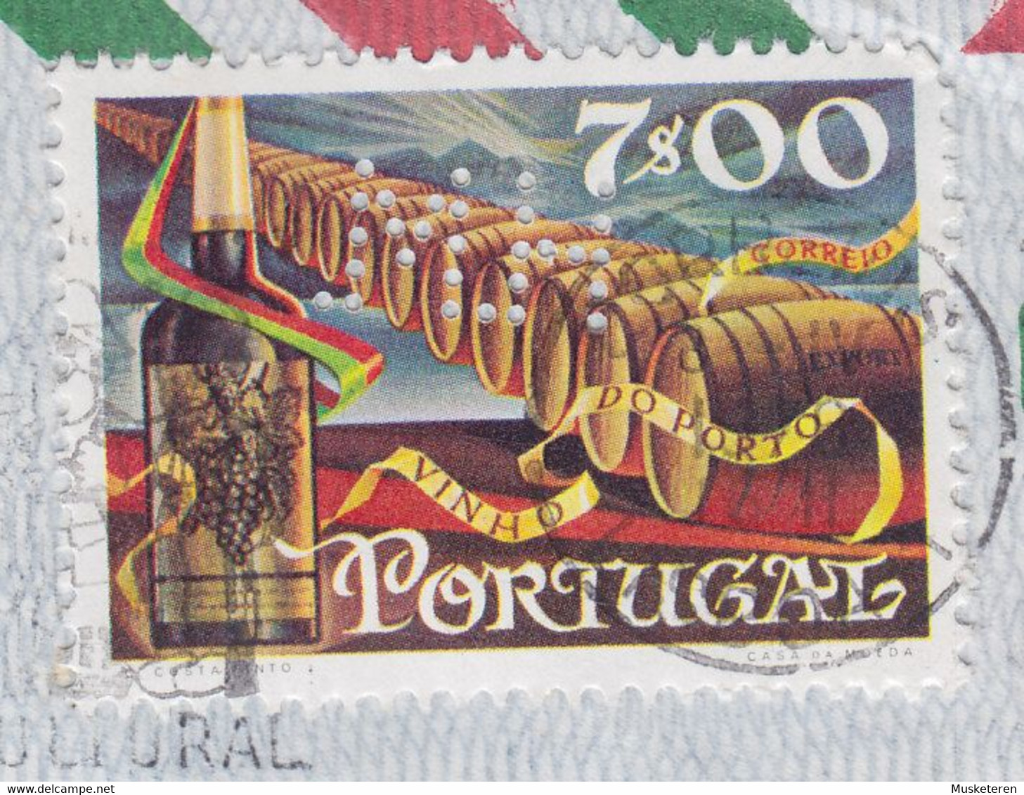 Portugal Perfin Perforé Lochung 'H.M.' HOTEL MUNDIAL Slogan Flamme LISBOA Cover Brief Lettre ESBJERG Denmark Portwein - Storia Postale