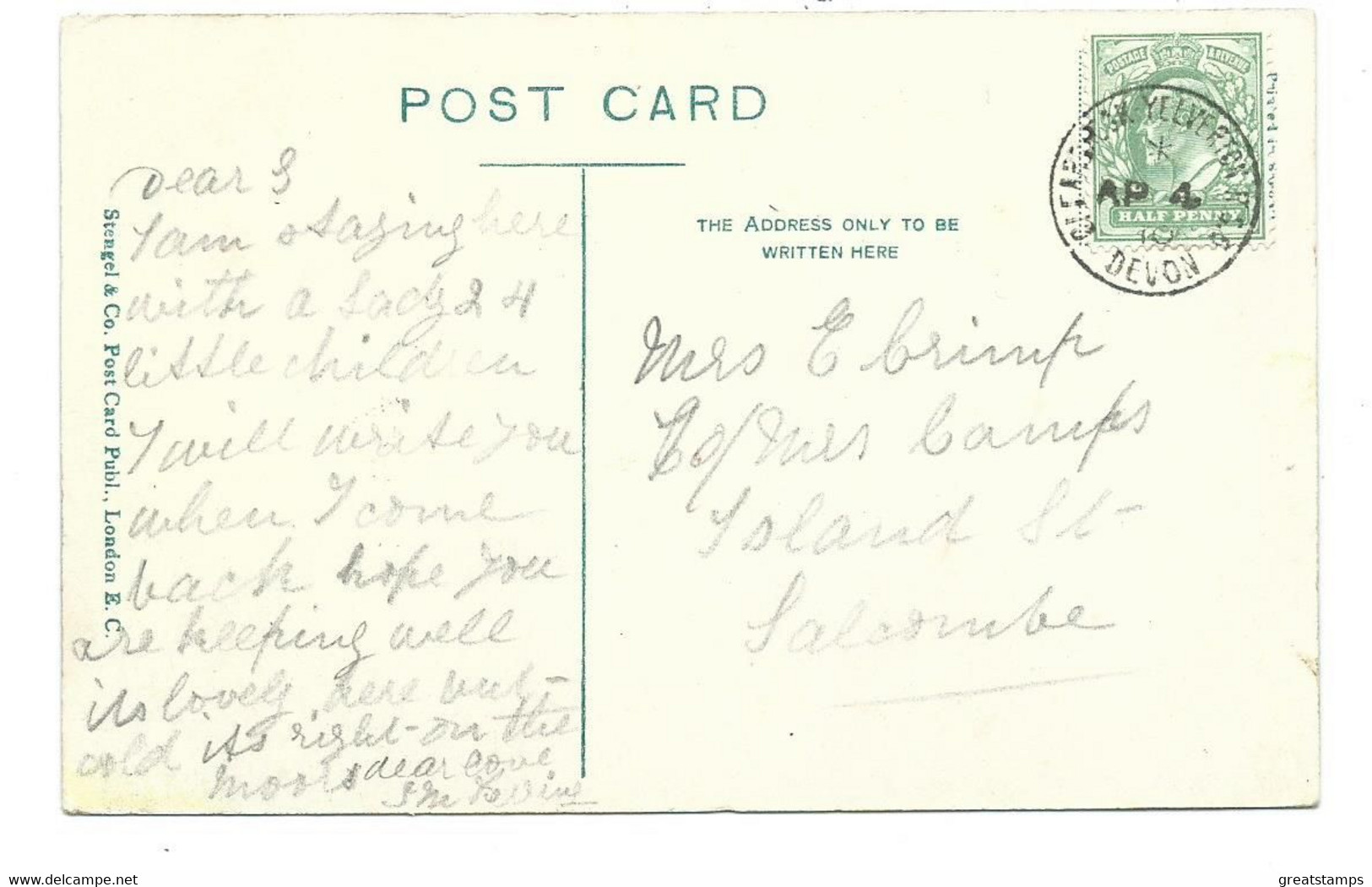 Devon  Postcard  Clearbrook Nr. Plymouth Stengel Postmark Cds Clearbrook Yelverton. - Dartmoor