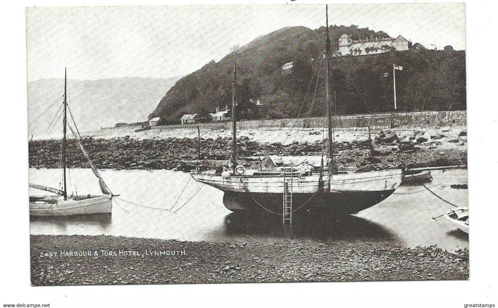 Devon  Postcard Lynmouth The Harbour And Tors Hotel Salmon Early Card Unused - Lynmouth & Lynton