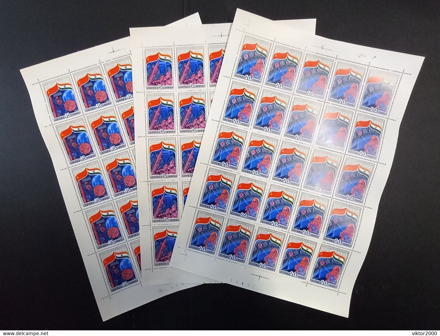 RUSSIA MNH (**)1984 Soviet-Indian Space Flight   Mi 5371'73 - Full Sheets