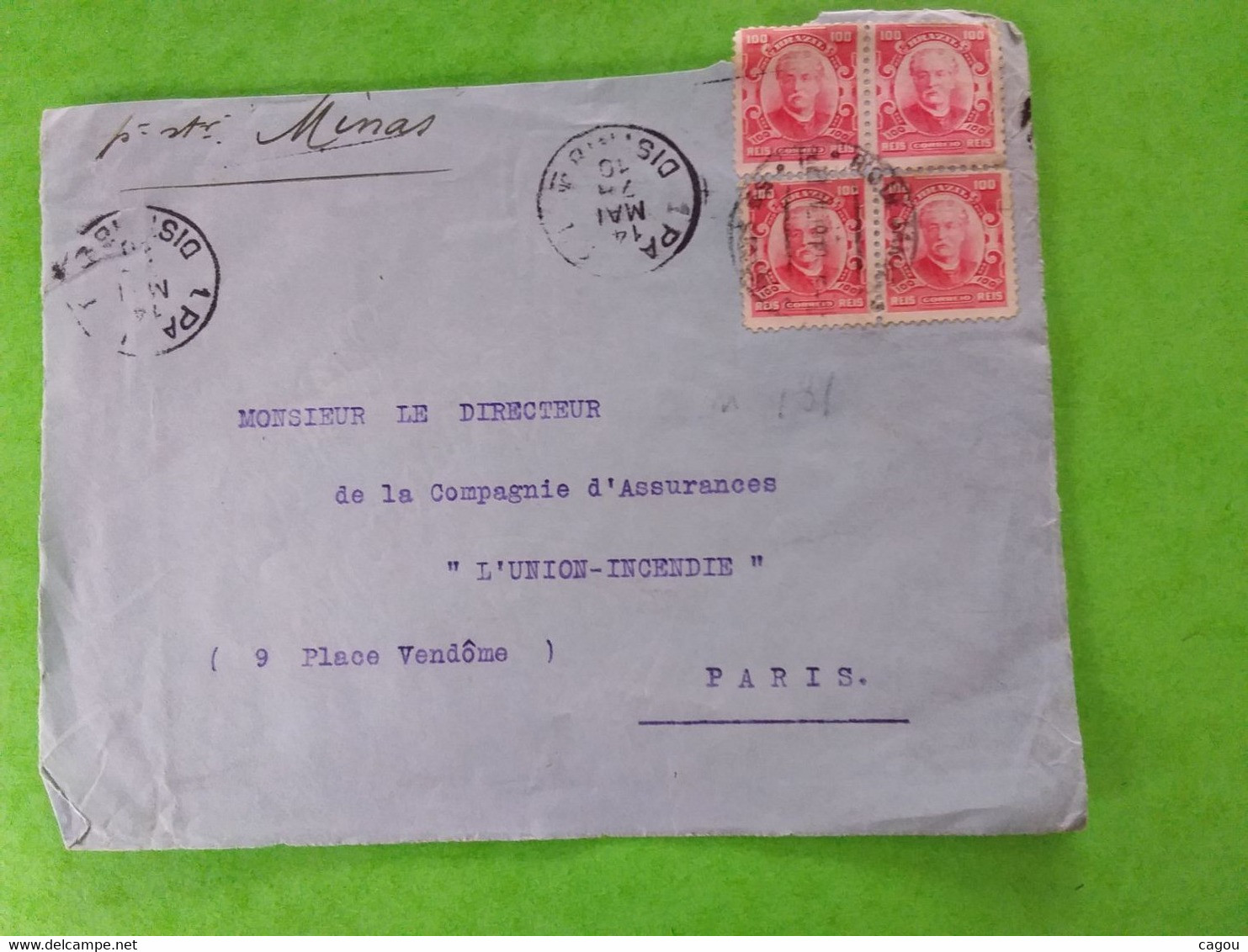 2 PAIRES DE N° 131 SUR DEVANT DE LETTRE DE RIO DE JANEIRO POUR PARIS FRANCE - Lettres & Documents