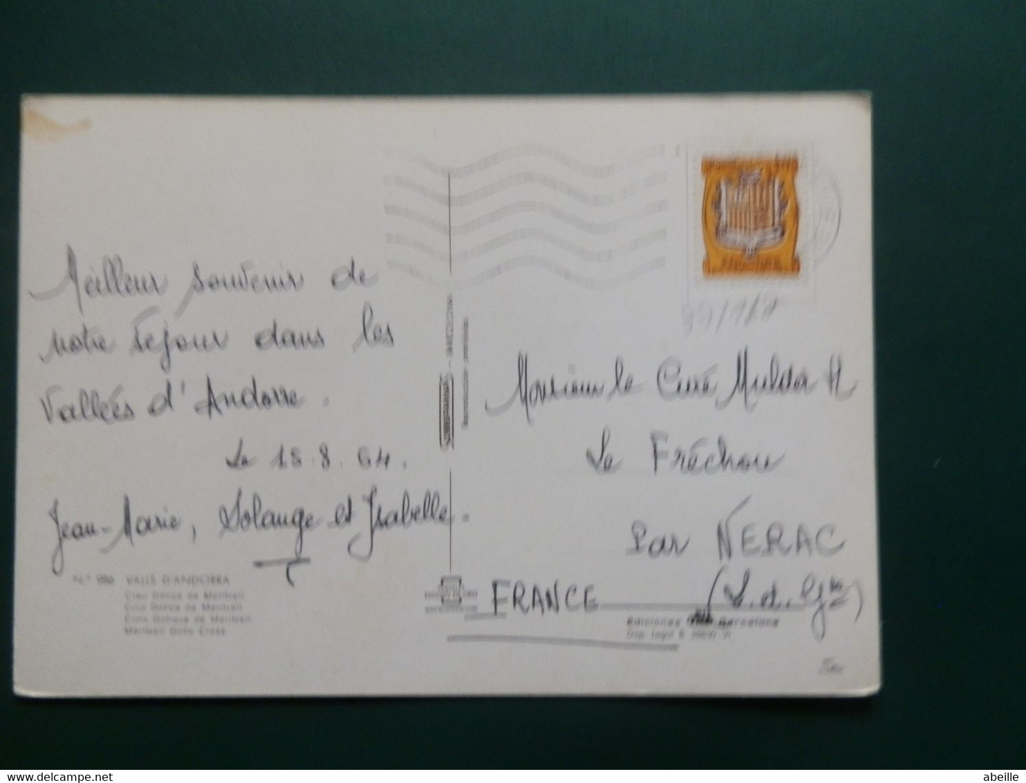 93/862.C CP ANDORRE POUR LA FRANCE - Covers & Documents