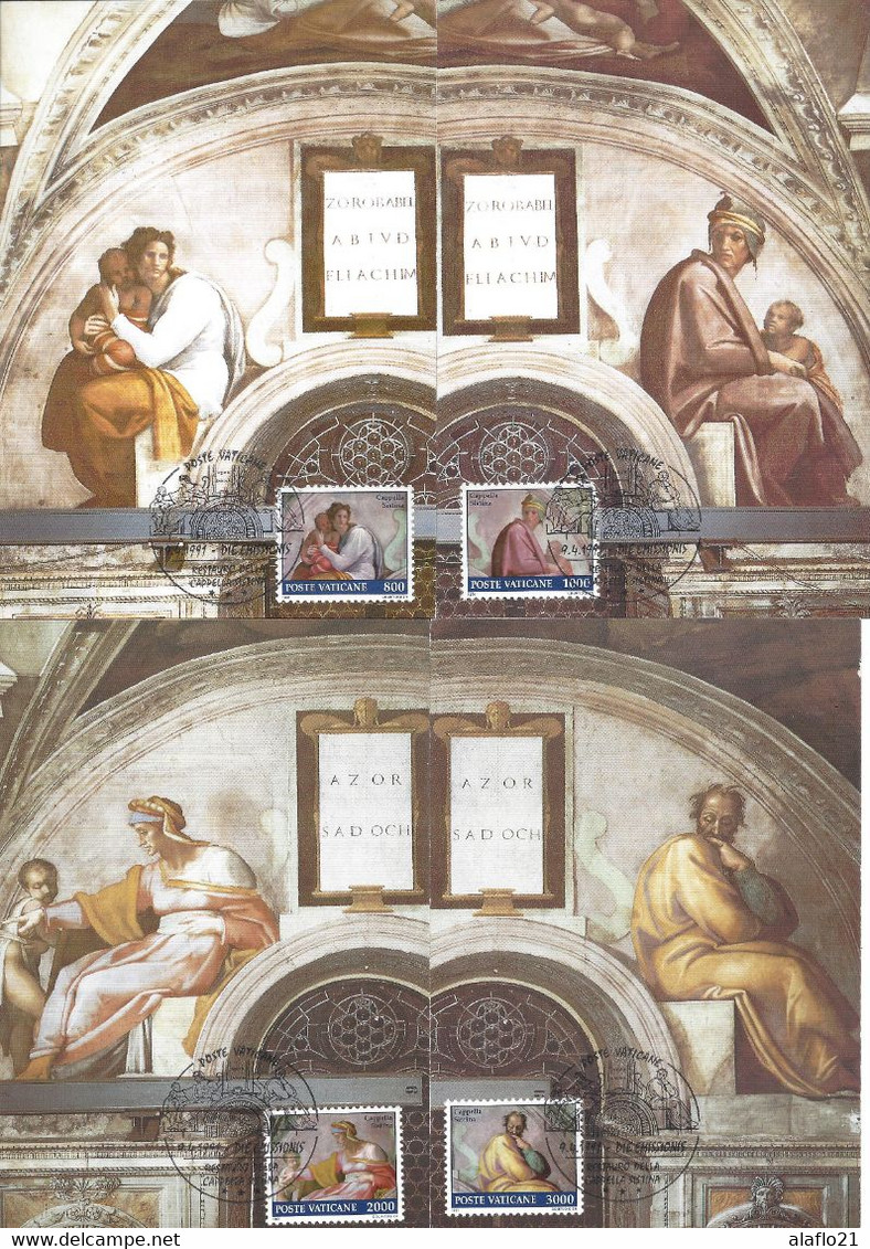 VATICAN - 12 CARTES MAXIMUM - Yvert N° 891/902 - CHAPELLE SIXTINE - OEUVRES De MICHEL ANGE - 3 SCANS - Cartoline Maximum