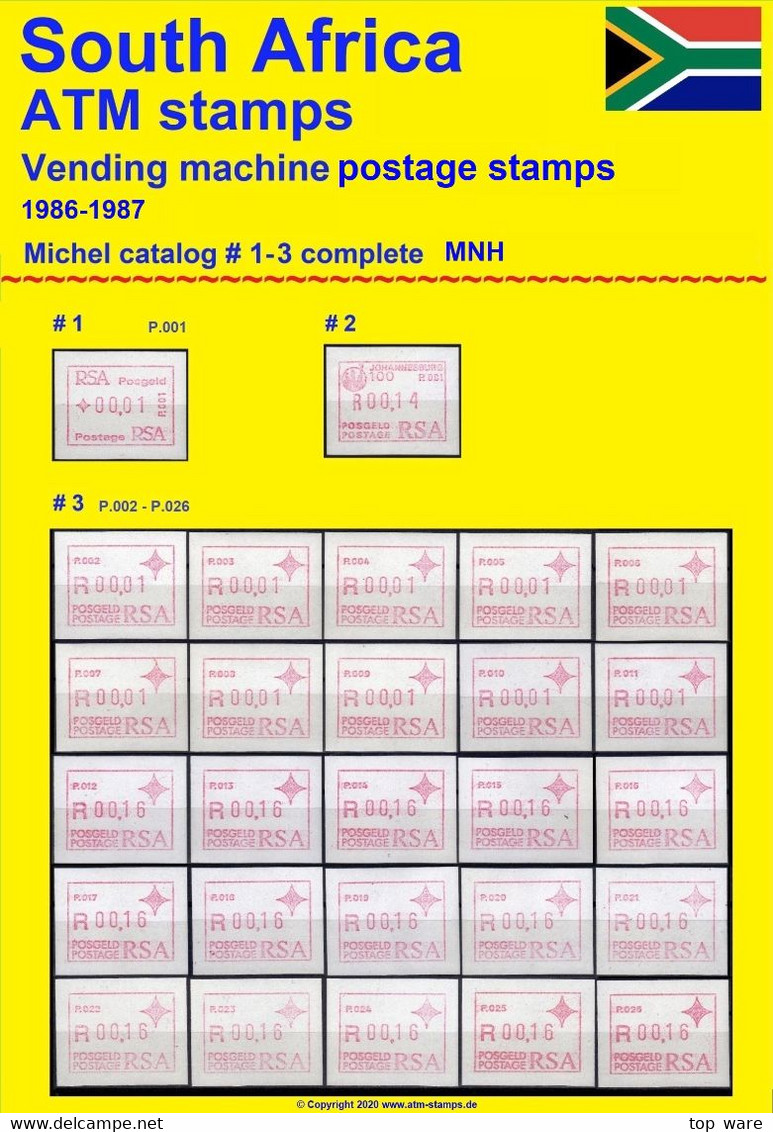 1986 Südafrika South Africa RSA Michel ATM 1-3 MNH Automatenmarken FRAMA Etiquetas Automatici Stamps - Automatenmarken (Frama)
