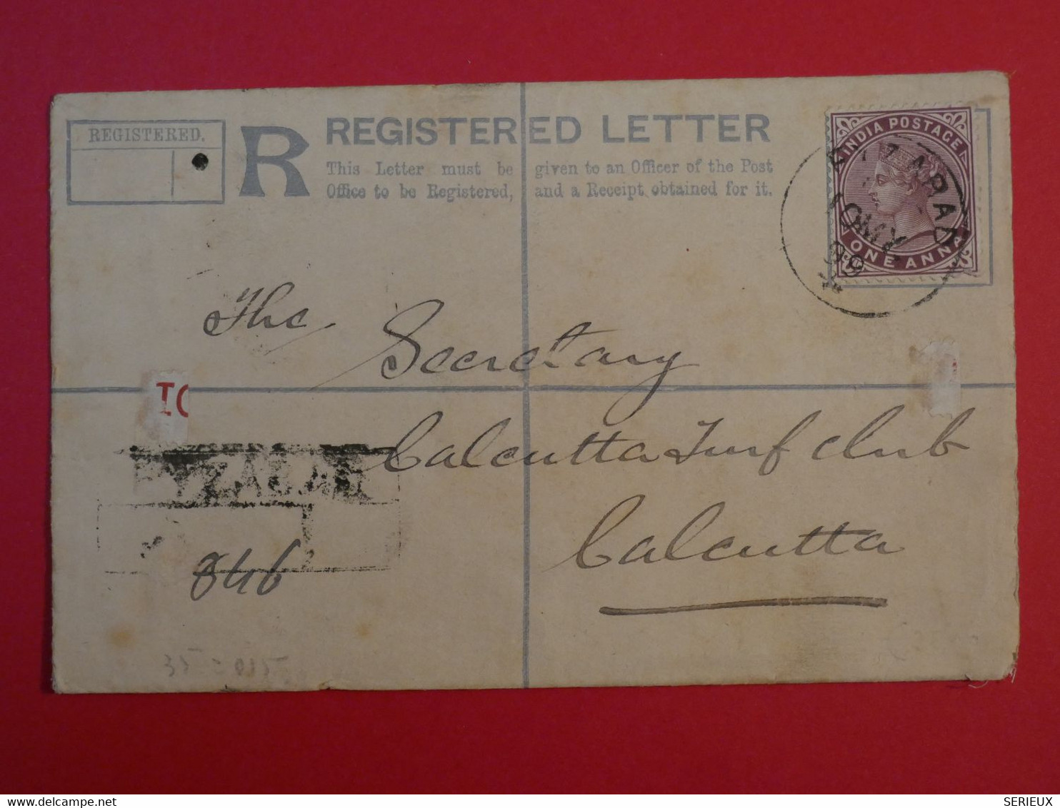 BP2 INDIA BELLE LETTRE ENTIER RECOM. 1899  A  CALCUTTA + + AFFRANCH . INTERESSANT++ - 1882-1901 Keizerrijk