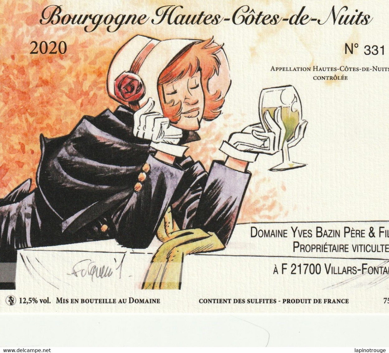 Etiquette Vin FOURQUEMIN Xavier Festival BD Vini BD Dijon 2022 (Miss Endicott - Dishes