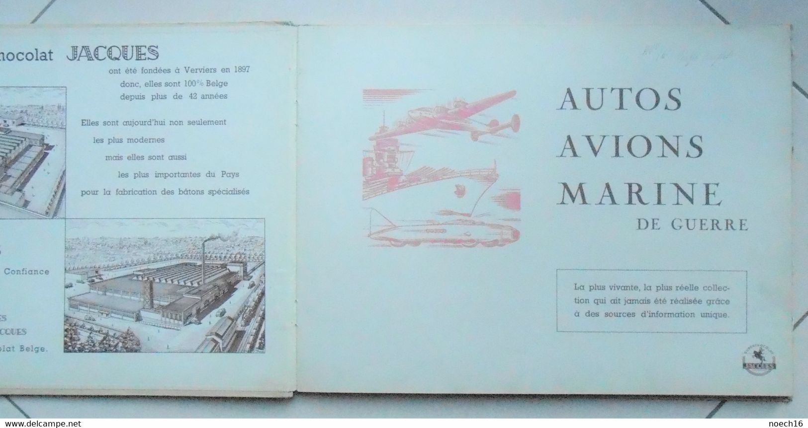 Album Chromos Complet - Chocolat Jacques - Autos, Avions, Marine De Guerre - Albums & Catalogues