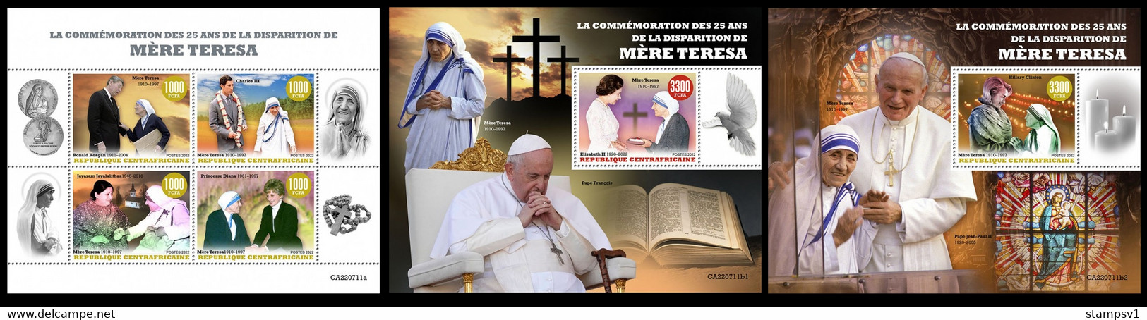 Central Africa  2022 Mother Teresa. (711) OFFICIAL ISSUE - Madre Teresa