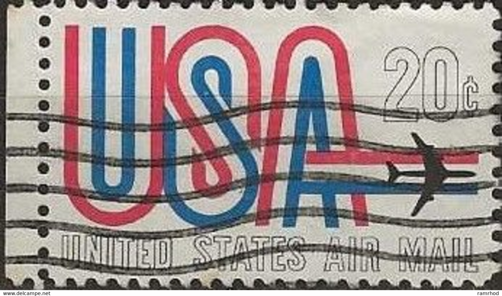 USA 1968 Air. 'USA' And Jet Aircraft - 20c. - Red, Blue And Blk FU - 3a. 1961-… Gebraucht