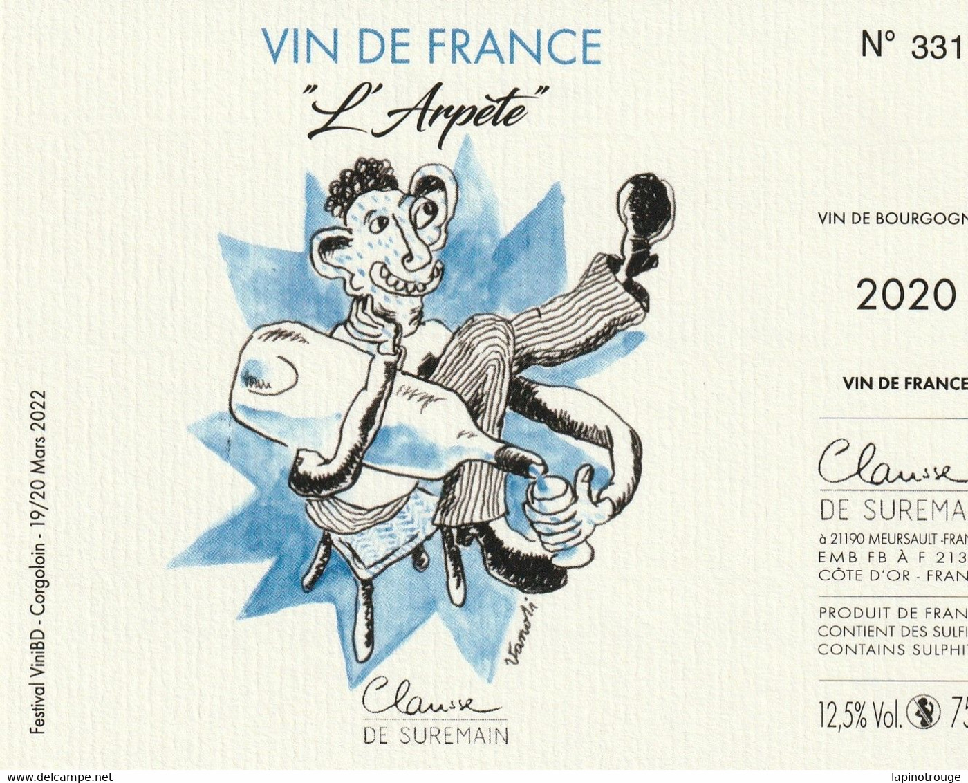 Etiquette Vin VANOLI Vincent Festival BD Vini BD 2022 (Contes De La Désolation - Art De La Table