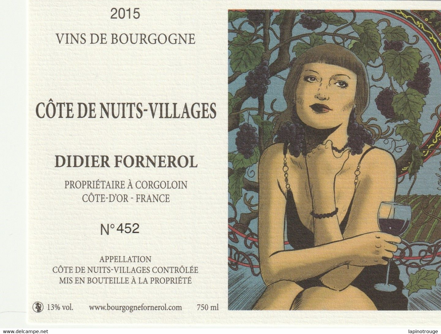 Etiquette Vin FINO Serge Festival BD Vini BD 2018 (L'Or Des Marées - Art De La Table