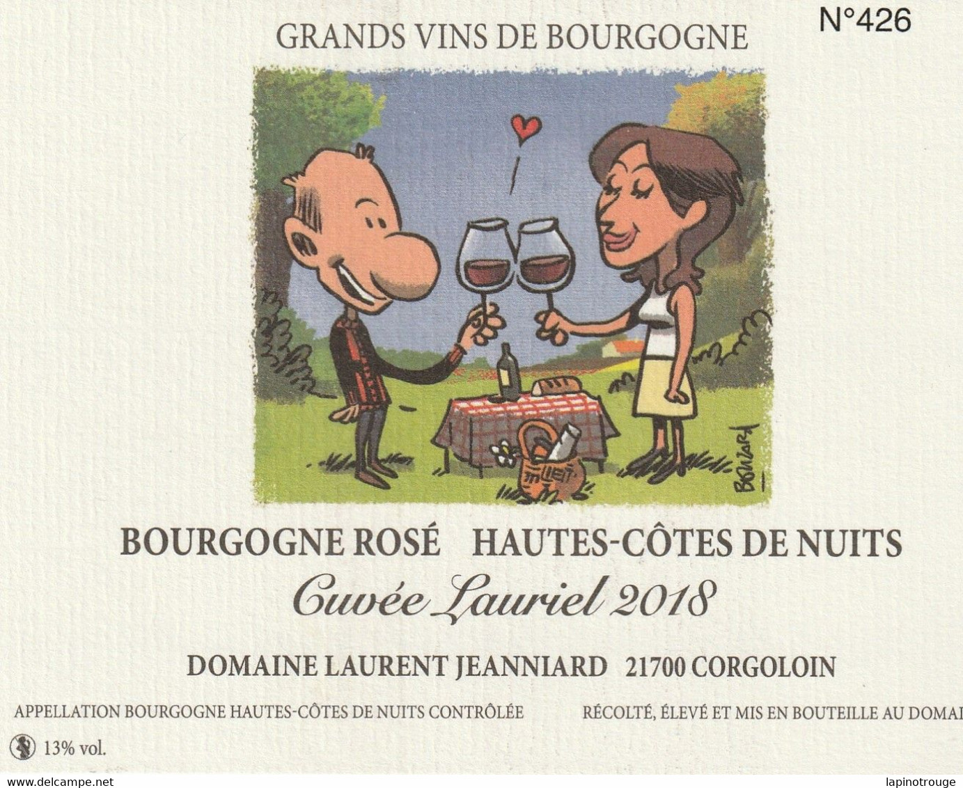 Etiquette Vin BOUZARD Guillaume Festival BD Vini BD 2019 (Plageman - Art De La Table