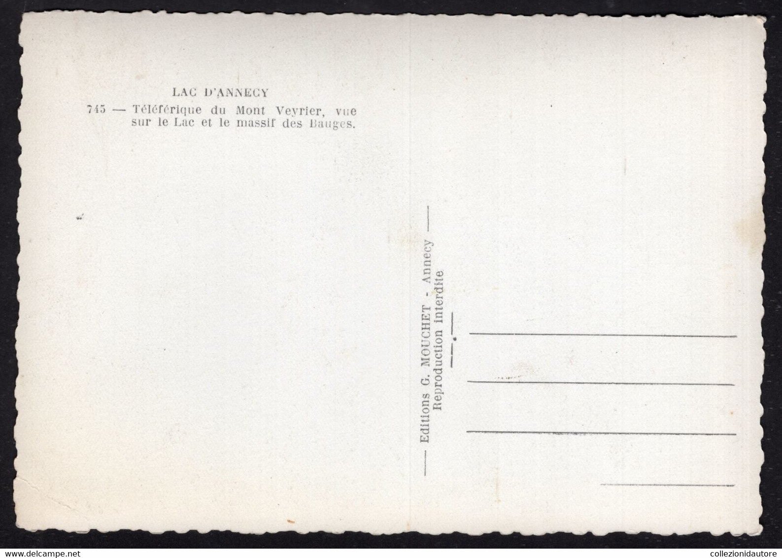 LAC D'ANNECY - TÉLÉFÉRIQUE DU MONT VEYRIER - VUE SUR LE LAC ET LE MASSIF DES BAUGES - CARTOLINA FG NUOVA - Veyrier