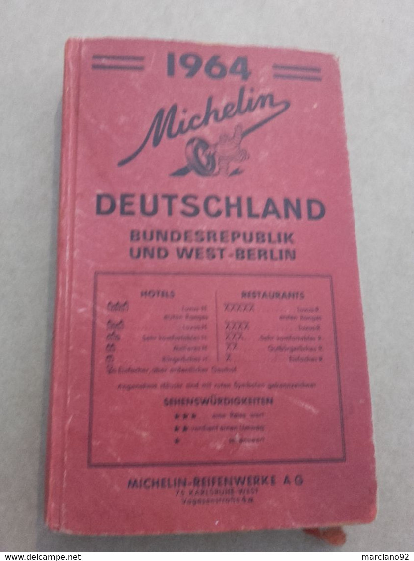 Guide Rouge Michelin DEUTSCHLAND 1964 - Avec Marque-page D'origine RARE - Germany (general)