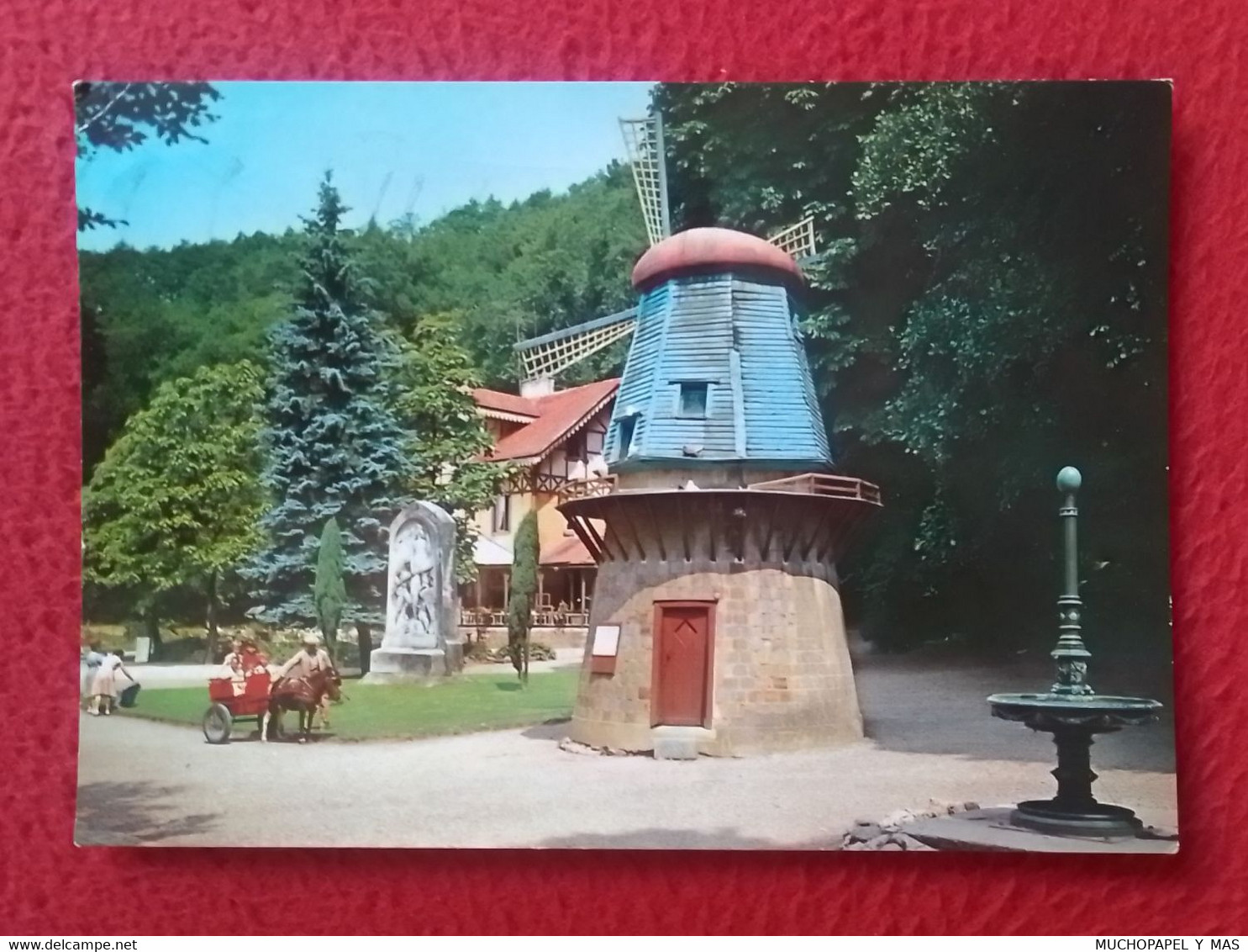 POSTAL POST CARD CARTE POSTALE BÉLGICA BELGIUM BELGIQUE SPA EL PARQUE LE PARC DES SEPT HEURES, MOLINO ? PONY CON CARRO.. - Bredene