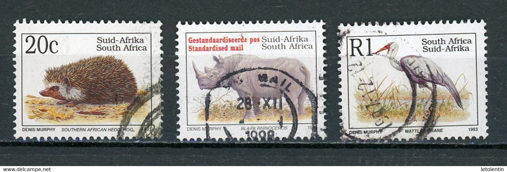 AFRIQUE DU SUD : FAUNE - N° Yvert 811Aa+813A+821A Obli.  (NOM EN ANGLAIS) - Usados