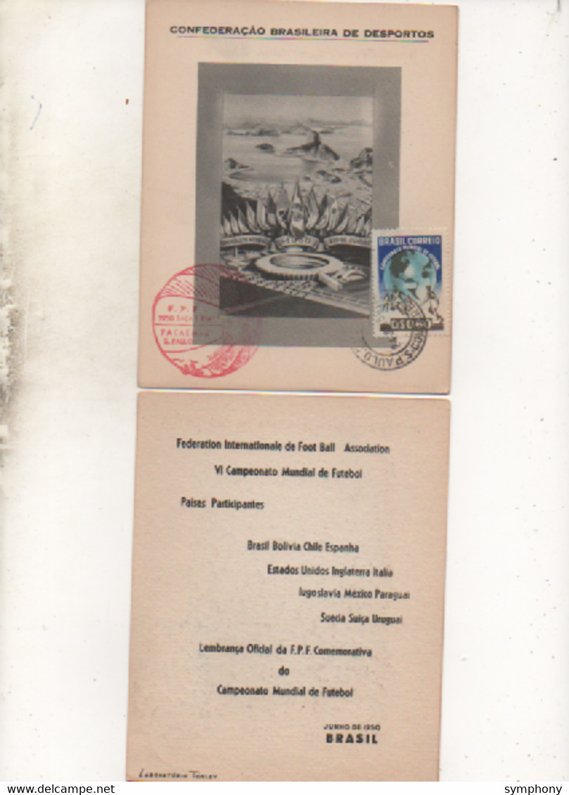 Carte Brésil - Confederacao Brasileira De Desportos -  Championnat Du Monde De Football-  1950 -  Scan Verso - - Cartoline Maximum