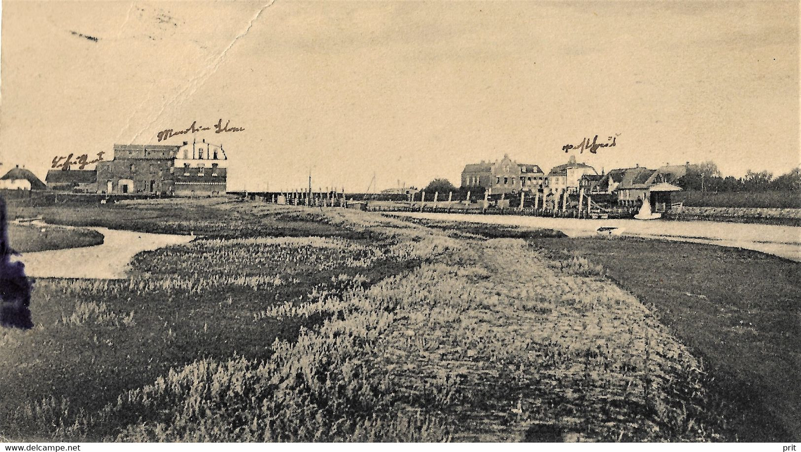 Hafeneinfahrt Von Pellworm Nordfriesland 1910 Real Photo Postcard Nice Pellworm Cancel. Publ Martin Edlefsen Pellworm - Nordfriesland