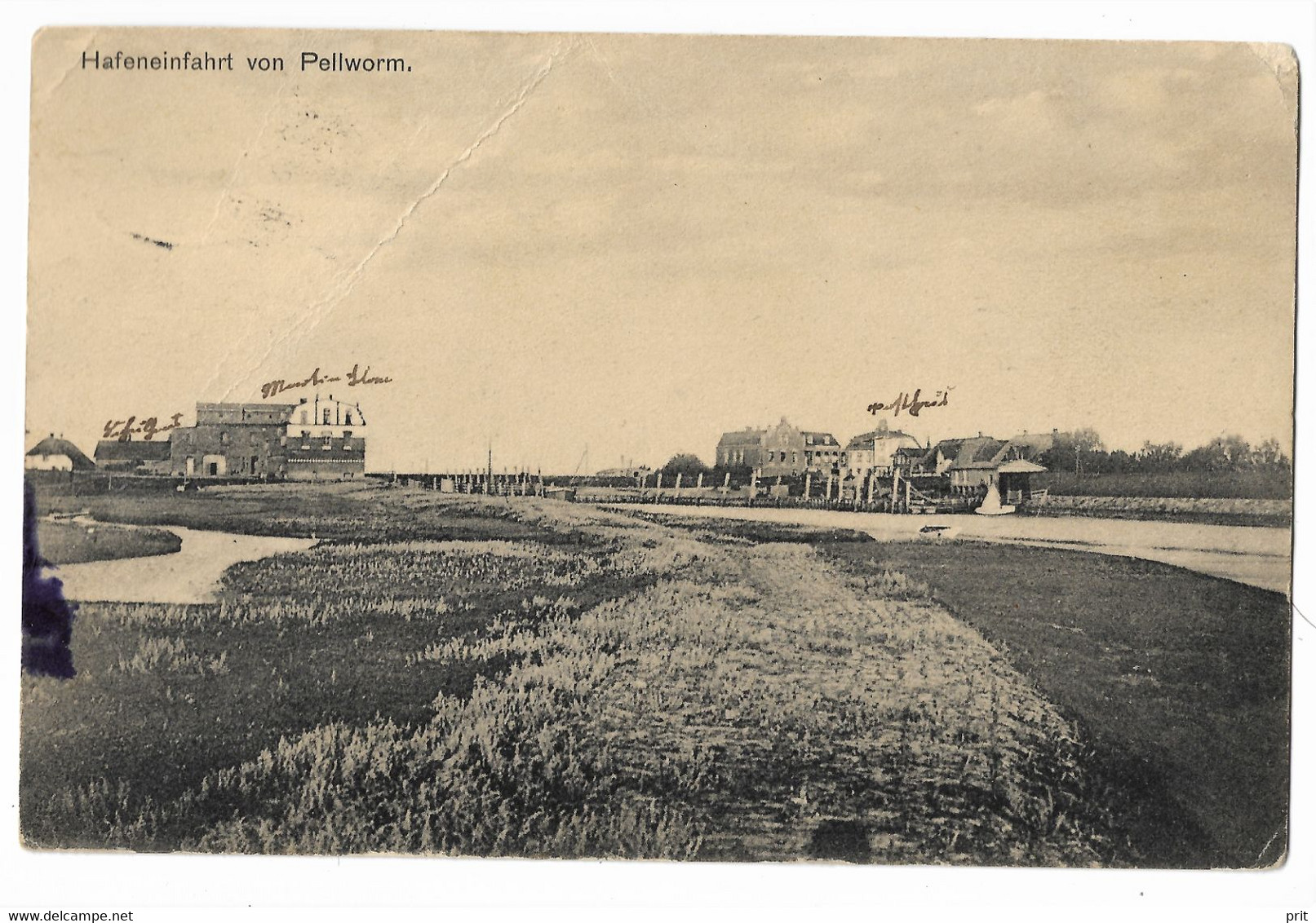 Hafeneinfahrt Von Pellworm Nordfriesland 1910 Real Photo Postcard Nice Pellworm Cancel. Publ Martin Edlefsen Pellworm - Nordfriesland