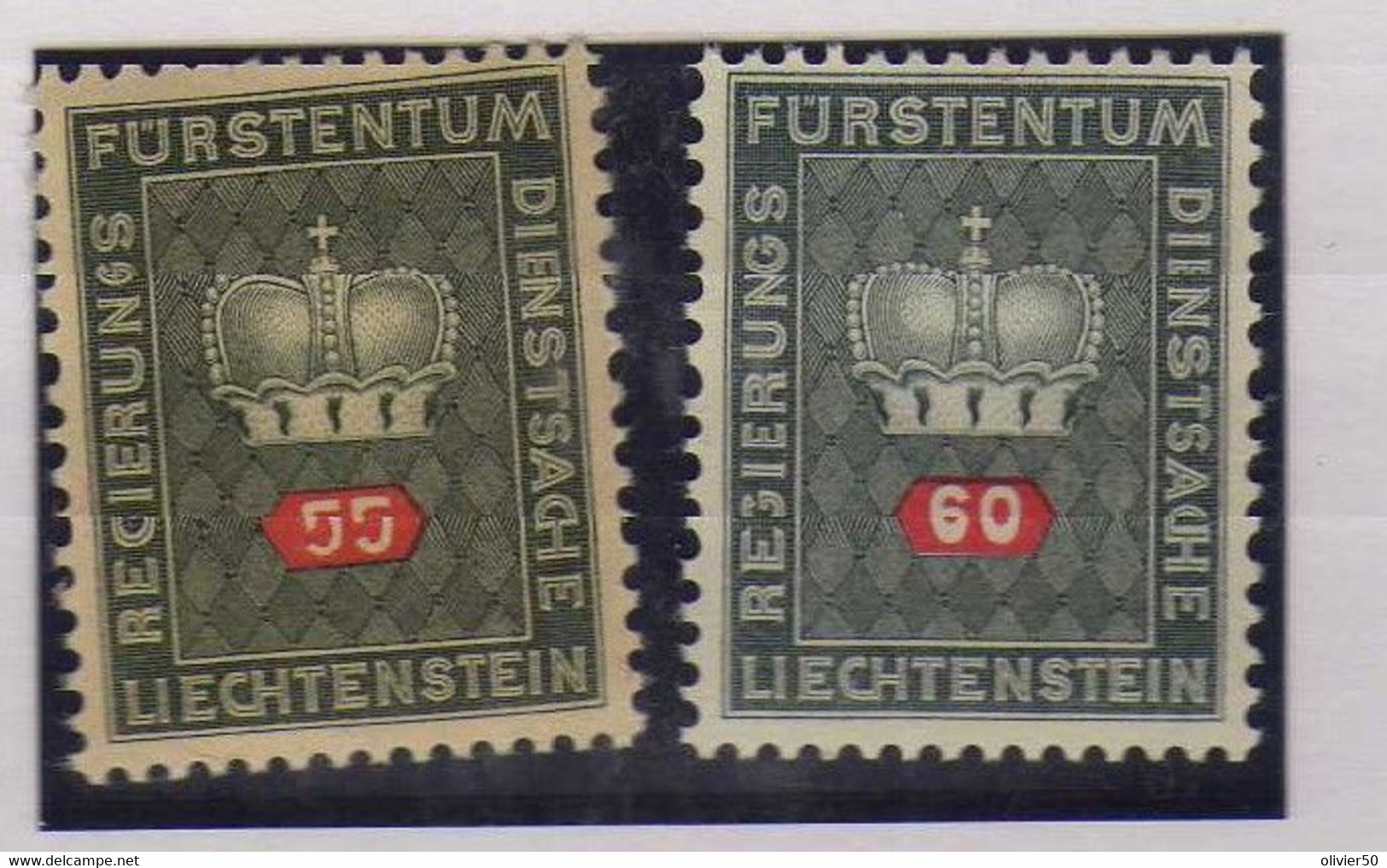 Liechtenstein -  (1968) - 55 R. 60 R. Timbres De Service  Impression Sur Papier Blanc -   Neufs** - MNH - Service