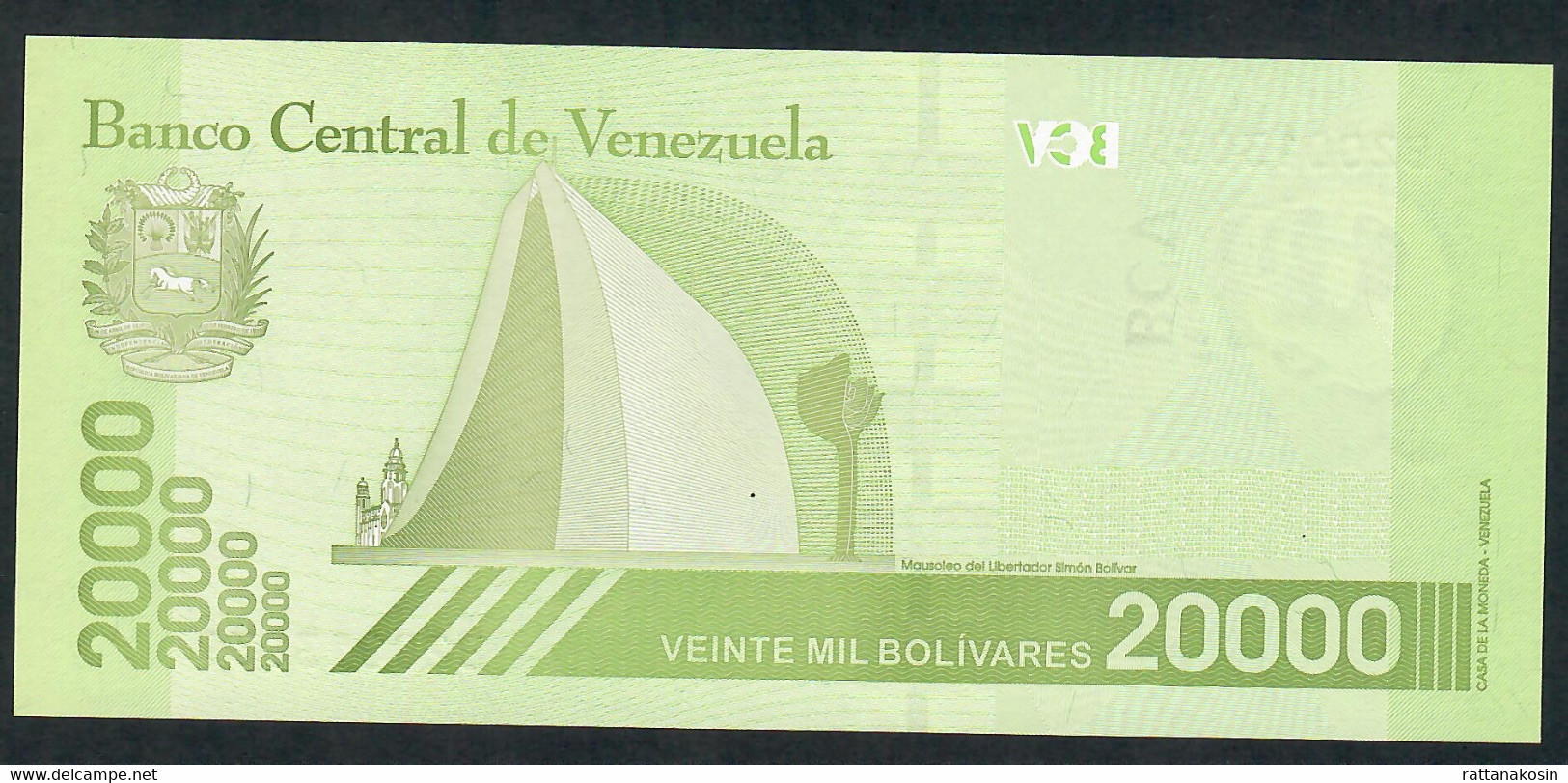 VENEZUELA  NLP = B380b 20.000 BOLIVARES  22.1.2019 #B  Signature 37  2mm Sec.thread UNC. - Venezuela