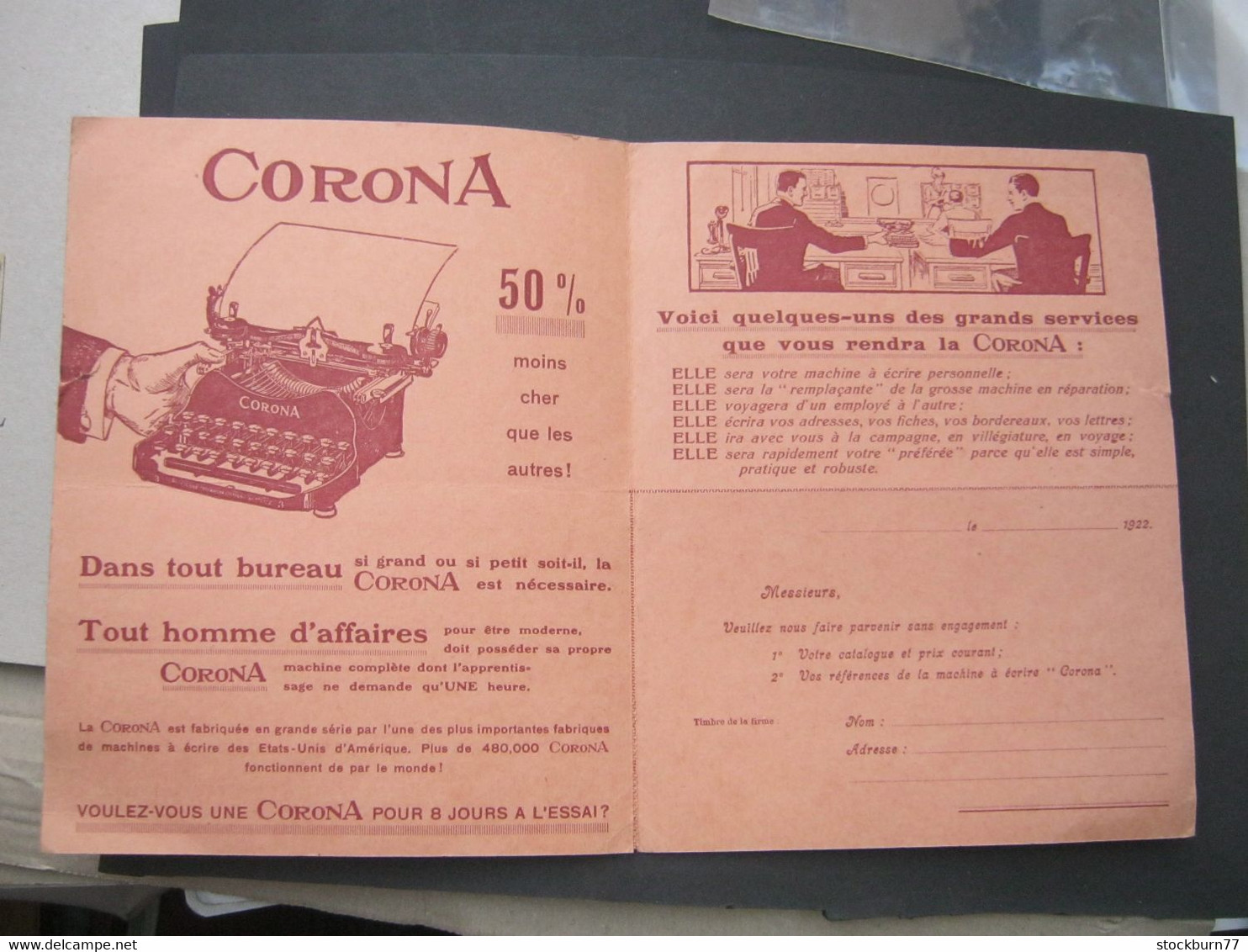 1922 , Carte Postale  De Bruxelles  , Typewriter , Schreibmaschine - Typografisch 1922-26 (Albert I)