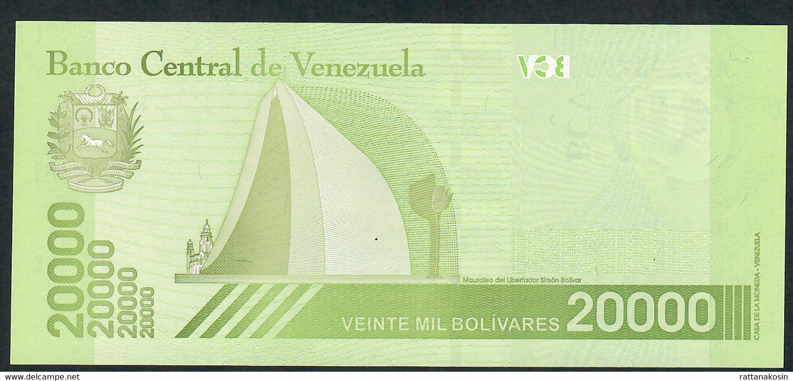 VENEZUELA  NLP = B380b 20.000 BOLIVARES  22.1.2019 #A  Signature 37  2mm Sec.thread UNC. - Venezuela