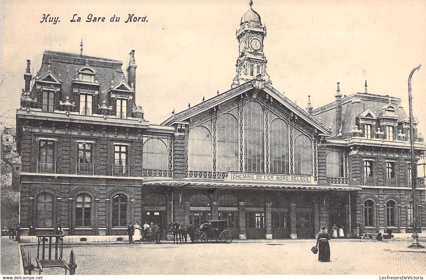 Belgique - Huy - La Gare Du Nord - Animé - Attelage - Horloge  - Carte Postale Ancienne - Hoei