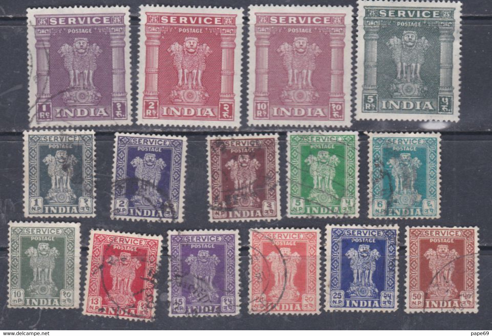 Inde Service N° 23 / 35 O, X:  Colonne D'Asoka, Les 15 Valeurs Oblitérées (les 33 / 35 Trace Charnière) Sinon TB - Official Stamps